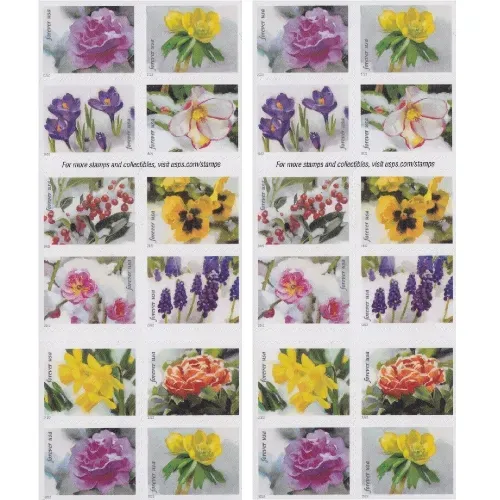 Snowy Beauty 2022 - 5 Booklets 100 Pcs Unused Stamps for Mailing